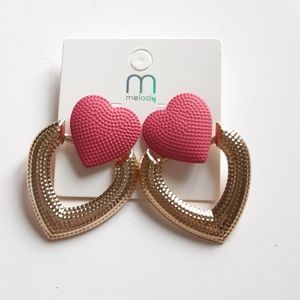 Melody Hot Pink Heart Dangle Earrings